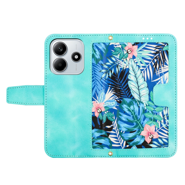 For Redmi Note 14 5G Floral Pattern Leather Phone Case with Lanyard