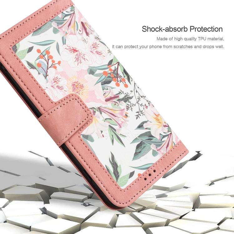 For Redmi Note 14 5G Floral Pattern Leather Phone Case with Lanyard