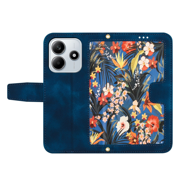 For Redmi Note 14 5G Floral Pattern Leather Phone Case with Lanyard