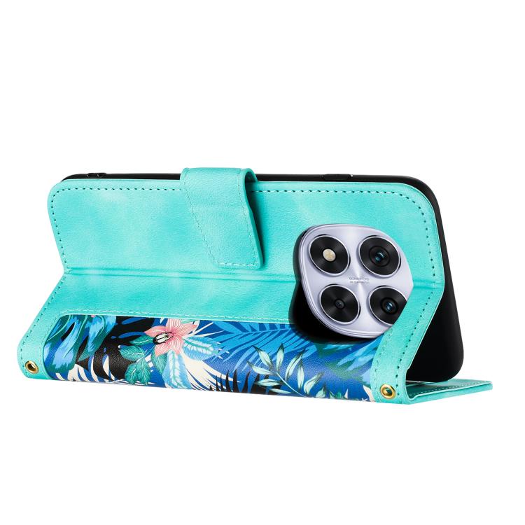 For Redmi Note 14 Pro+ 5G Floral Pattern Leather Phone Case with Lanyard