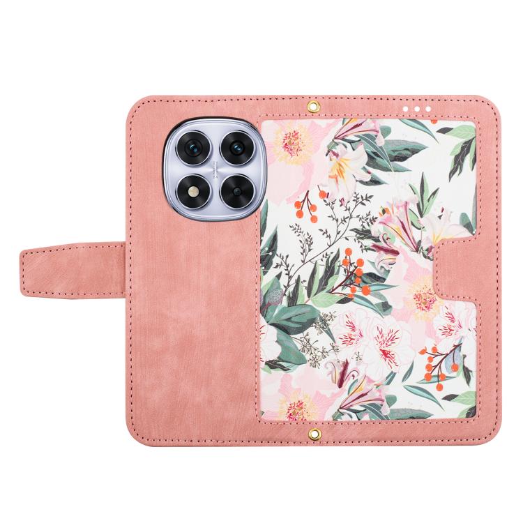 For Redmi Note 14 Pro+ 5G Floral Pattern Leather Phone Case with Lanyard
