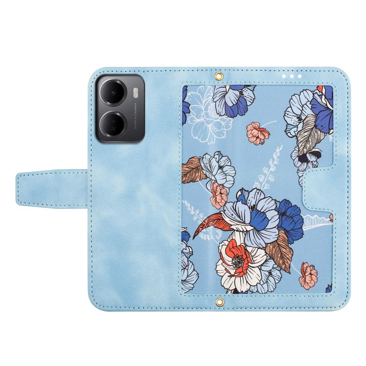 For Redmi 15a 5G Floral Pattern Leather Phone Case with Lanyard