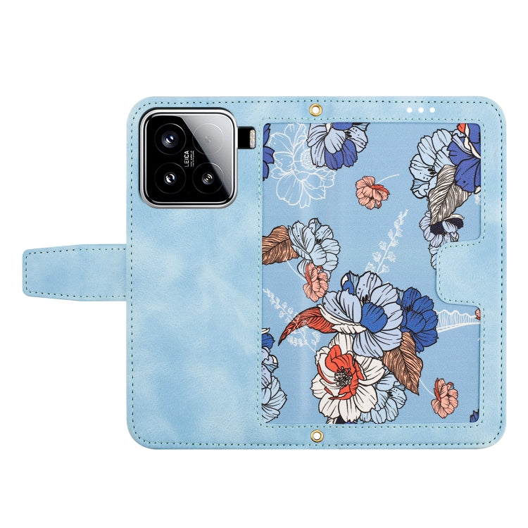 For Xiaomi 15 Floral Pattern Leather Phone Case with Lanyard