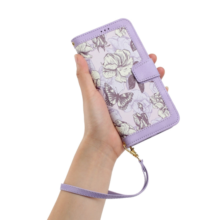 For Xiaomi 15 Floral Pattern Leather Phone Case with Lanyard
