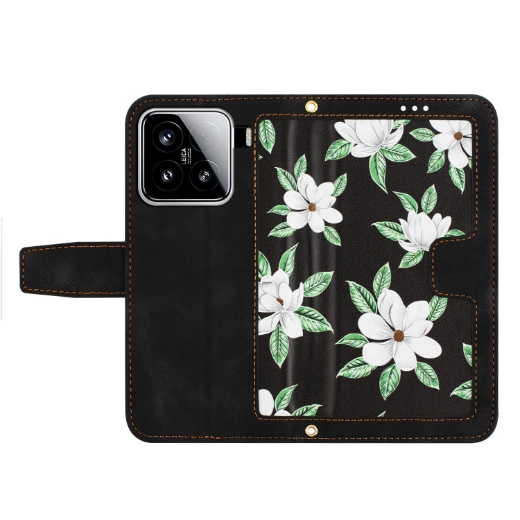 For Xiaomi 15 Floral Pattern Leather Phone Case with Lanyard