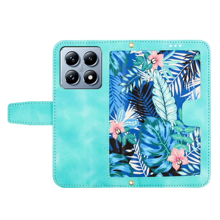 For Xiaomi 14T Floral Pattern Leather Phone Case with Lanyard
