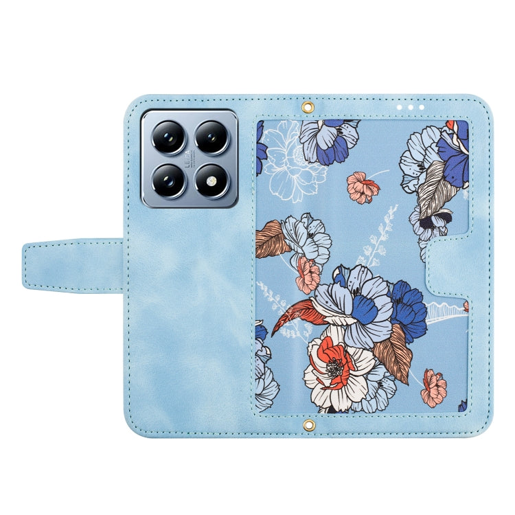 For Xiaomi 14T Pro Floral Pattern Leather Phone Case with Lanyard