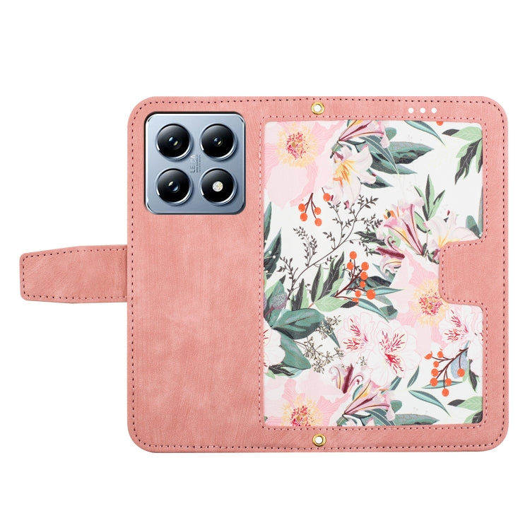 For Xiaomi 14T Pro Floral Pattern Leather Phone Case with Lanyard