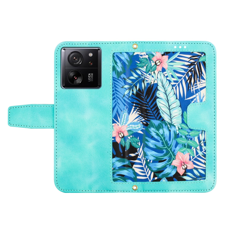 For Xiaomi 13T Floral Pattern Leather Phone Case with Lanyard