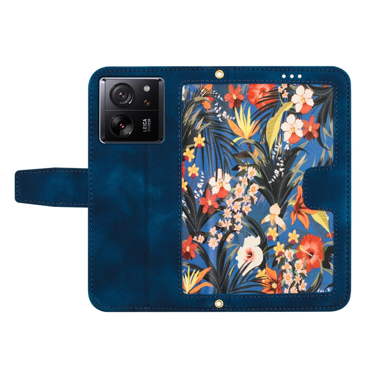 For Xiaomi 13T Floral Pattern Leather Phone Case with Lanyard