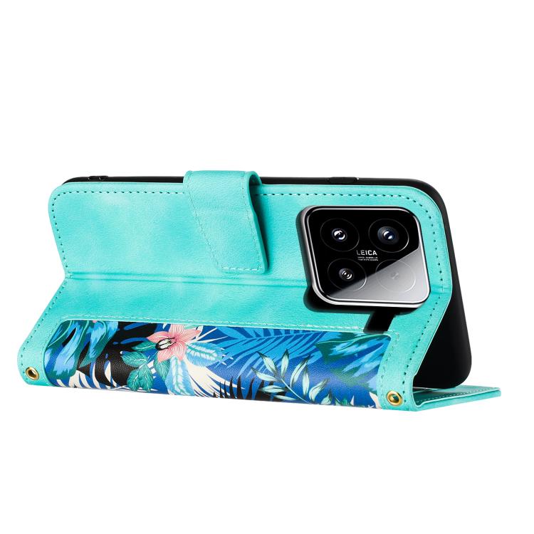 For Xiaomi 15 Pro Floral Pattern Leather Phone Case with Lanyard