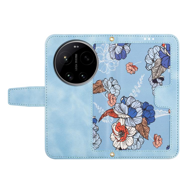 For Xiaomi 17 Ultra Floral Pattern Leather Phone Case with Lanyard
