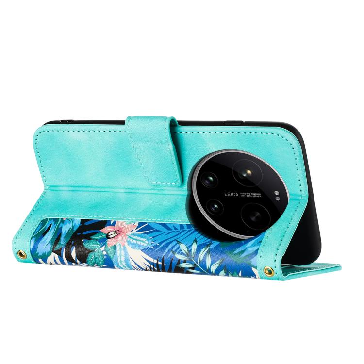 For Xiaomi 17 Ultra Floral Pattern Leather Phone Case with Lanyard