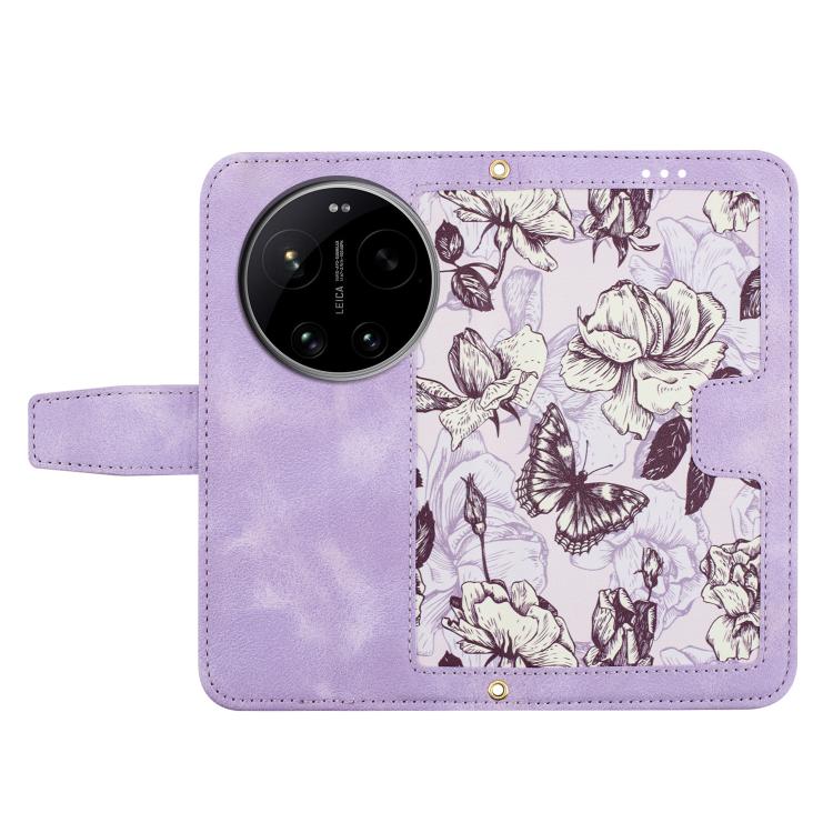 For Xiaomi 17 Ultra Floral Pattern Leather Phone Case with Lanyard