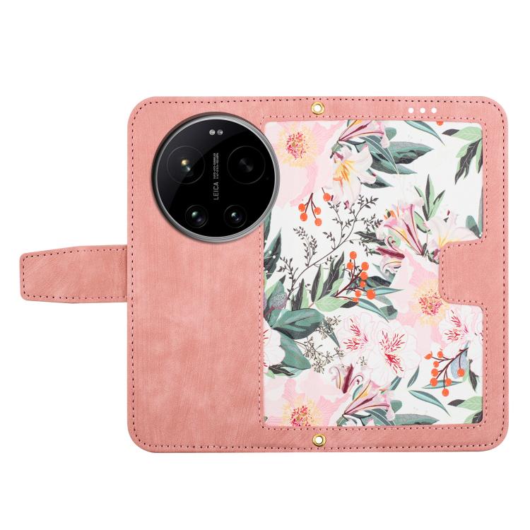 For Xiaomi 17 Ultra Floral Pattern Leather Phone Case with Lanyard
