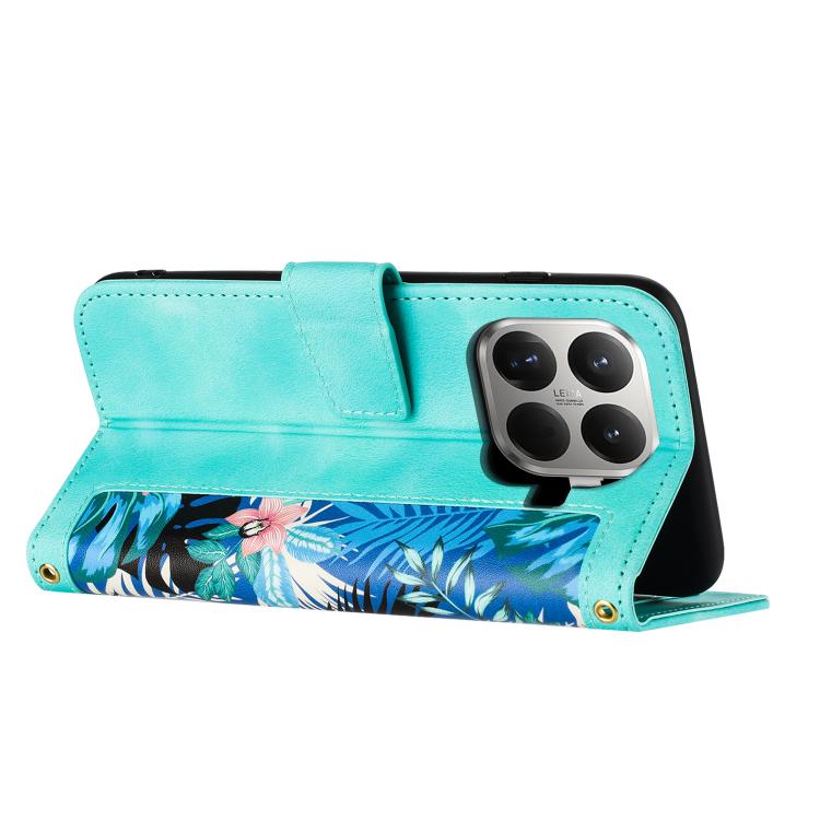 For Xiaomi 17T 5G Floral Pattern Leather Phone Case with Lanyard