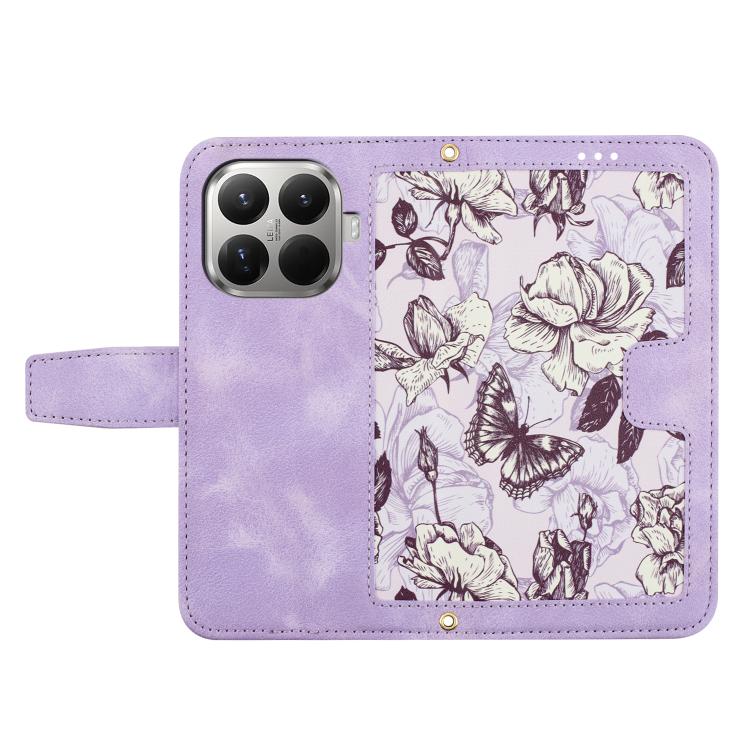 For Xiaomi 17T 5G Floral Pattern Leather Phone Case with Lanyard