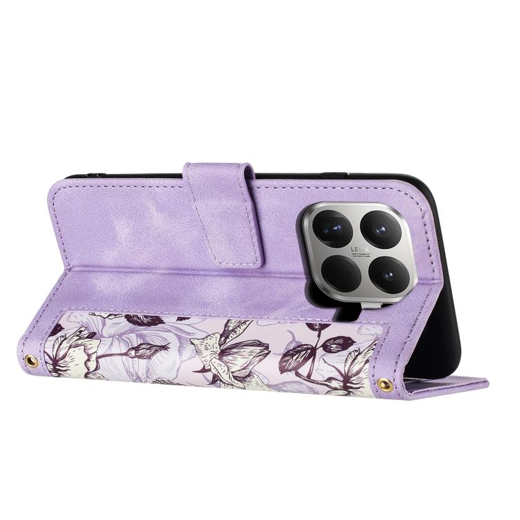 For Xiaomi 17T 5G Floral Pattern Leather Phone Case with Lanyard