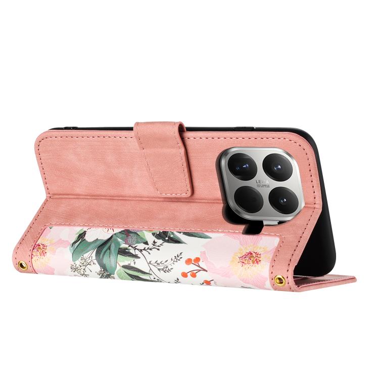 For Xiaomi 17T 5G Floral Pattern Leather Phone Case with Lanyard