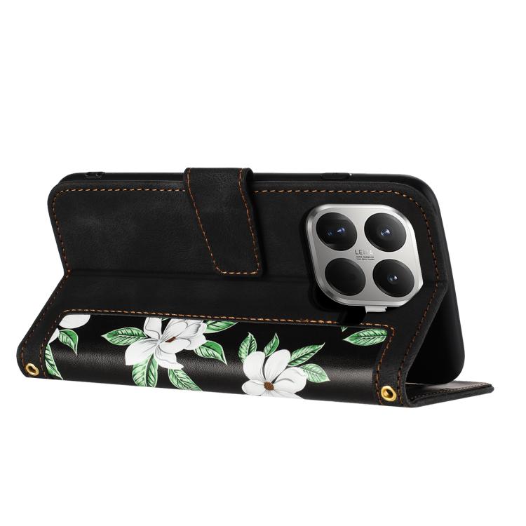 For Xiaomi 17T 5G Floral Pattern Leather Phone Case with Lanyard