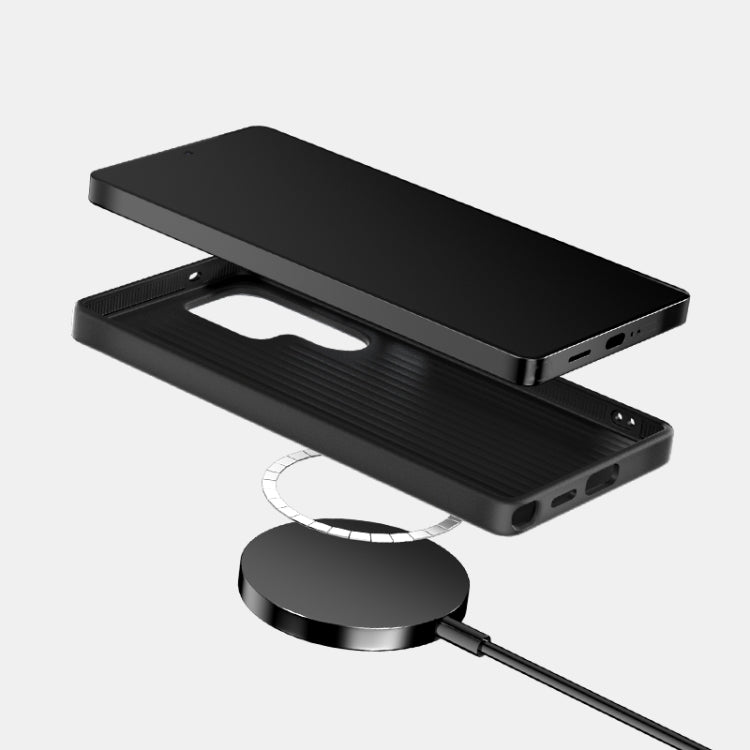 For Samsung Galaxy S25+ 5G / S24+ 5G ABEEL C Carbon Fiber Series 6D Micro Relief MagSafe Phone Case