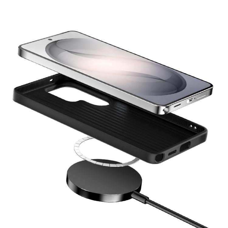 For Samsung Galaxy S26+ 5G ABEEL C Carbon Fiber Series 6D Micro Relief MagSafe Phone Case