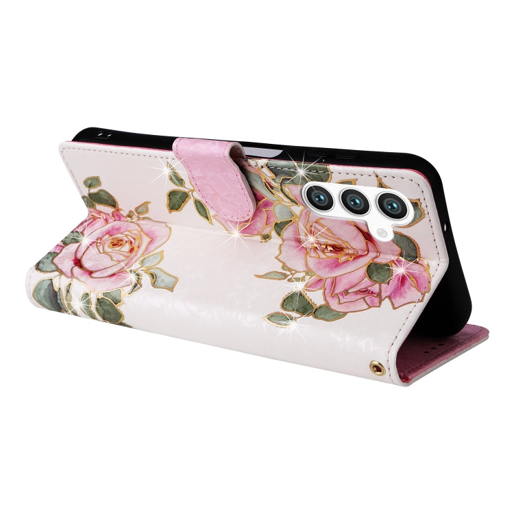 For Galaxy S25 5G Bronzing Painting RFID Leather Phone Case