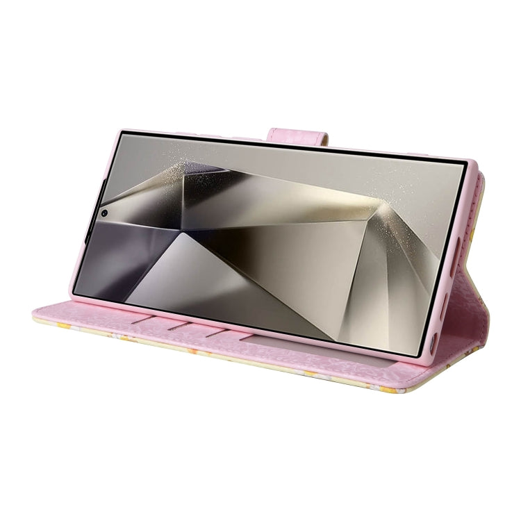 For Galaxy S25 Ultra 5G Bronzing Painting RFID Leather Phone Case