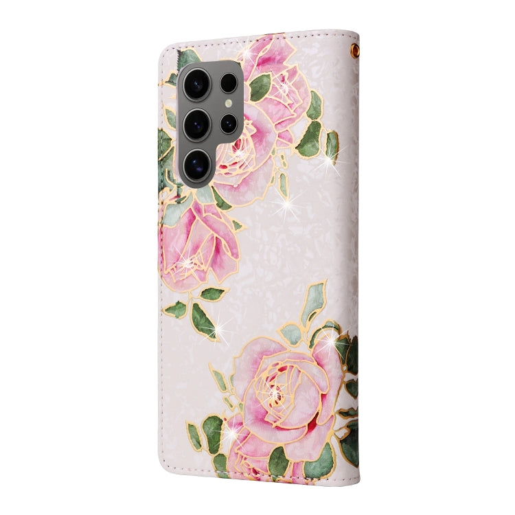 For Galaxy S25 Ultra 5G Bronzing Painting RFID Leather Phone Case