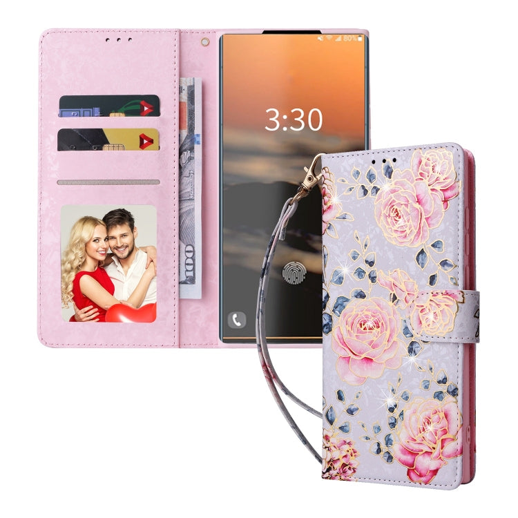 For Galaxy S23 Ultra 5G Bronzing Painting RFID Leather Phone Case