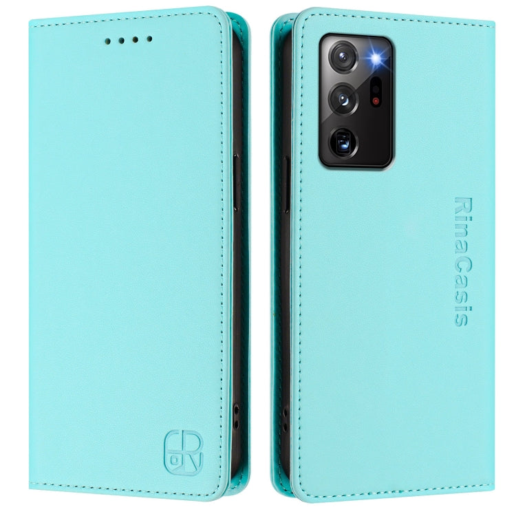 For Samsung Galaxy Note20 Ultra RC01 Dual-Folded Magnetic Suction RFID Leather Phone Case