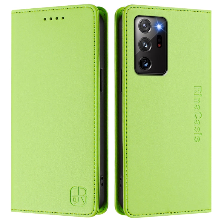 For Samsung Galaxy Note20 Ultra RC01 Dual-Folded Magnetic Suction RFID Leather Phone Case