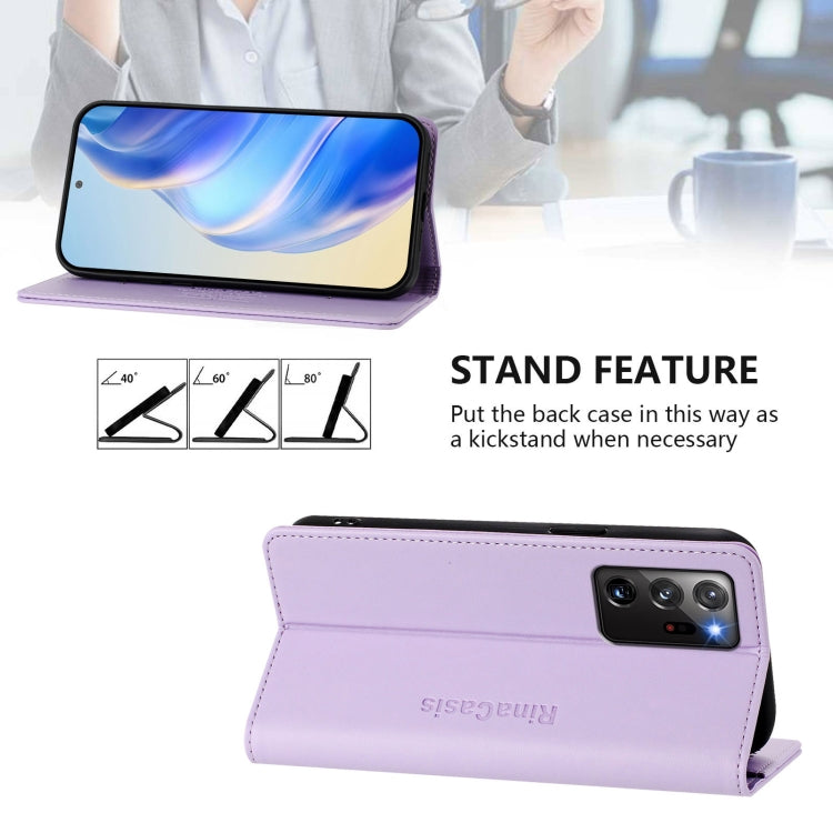 For Samsung Galaxy Note20 Ultra RC01 Dual-Folded Magnetic Suction RFID Leather Phone Case