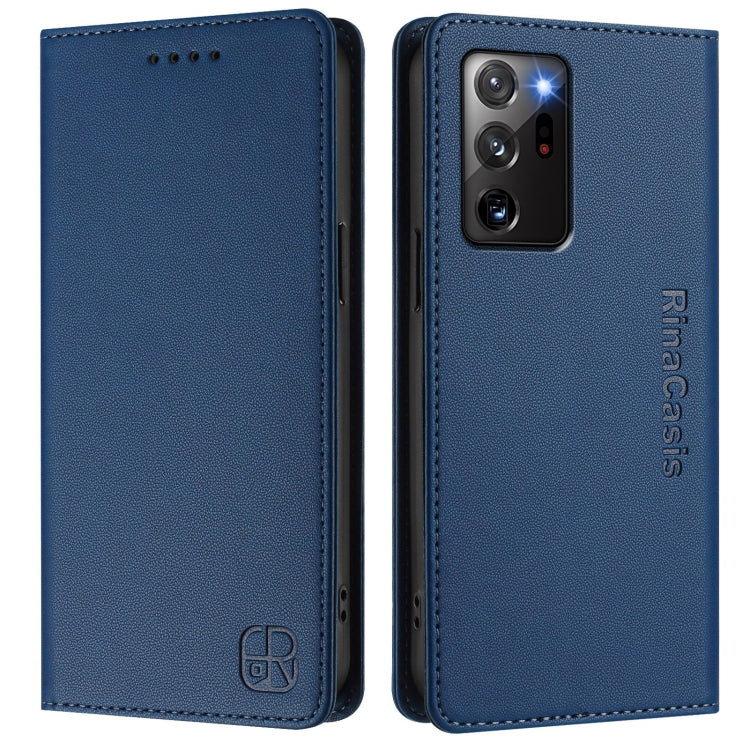 For Samsung Galaxy Note20 Ultra RC01 Dual-Folded Magnetic Suction RFID Leather Phone Case
