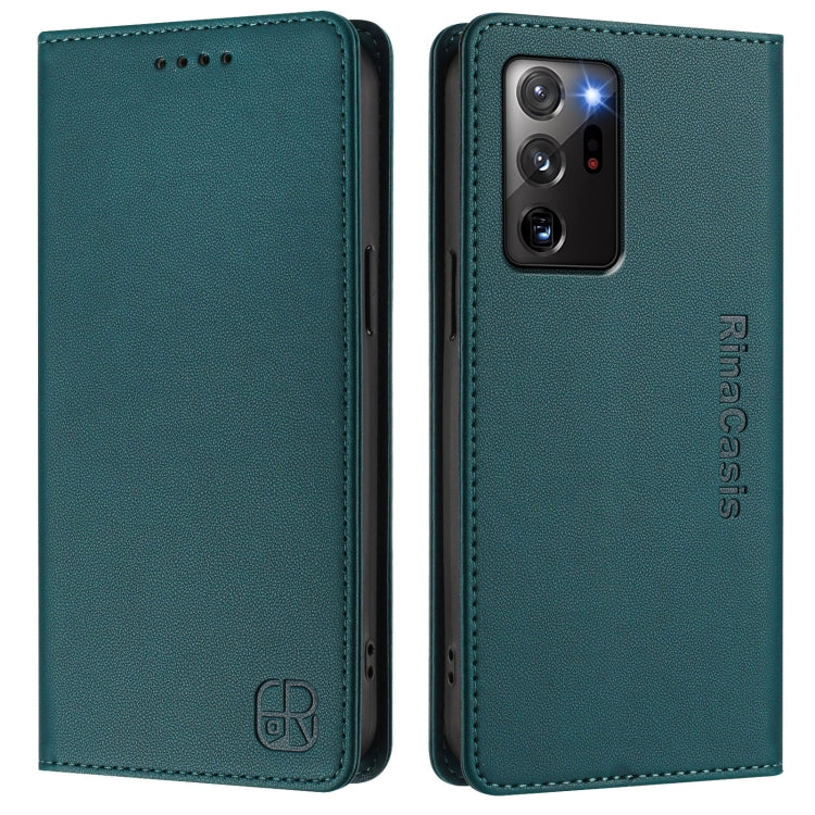 For Samsung Galaxy Note20 Ultra RC01 Dual-Folded Magnetic Suction RFID Leather Phone Case
