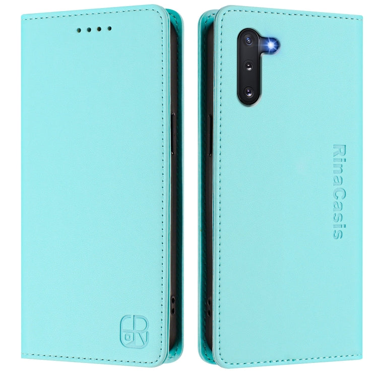 For Samsung Galaxy Note10 RC01 Dual-Folded Magnetic Suction RFID Leather Phone Case