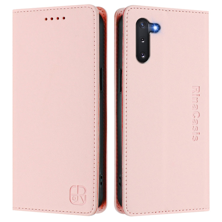 For Samsung Galaxy Note10 RC01 Dual-Folded Magnetic Suction RFID Leather Phone Case