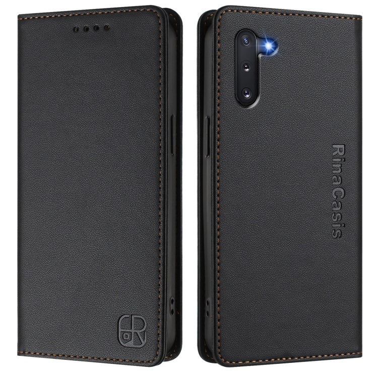 For Samsung Galaxy Note10 RC01 Dual-Folded Magnetic Suction RFID Leather Phone Case