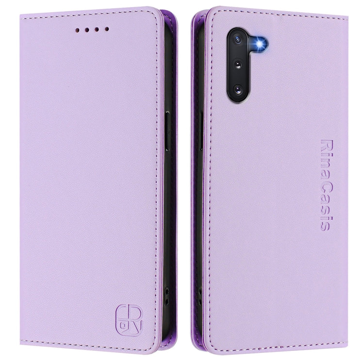 For Samsung Galaxy Note10 RC01 Dual-Folded Magnetic Suction RFID Leather Phone Case
