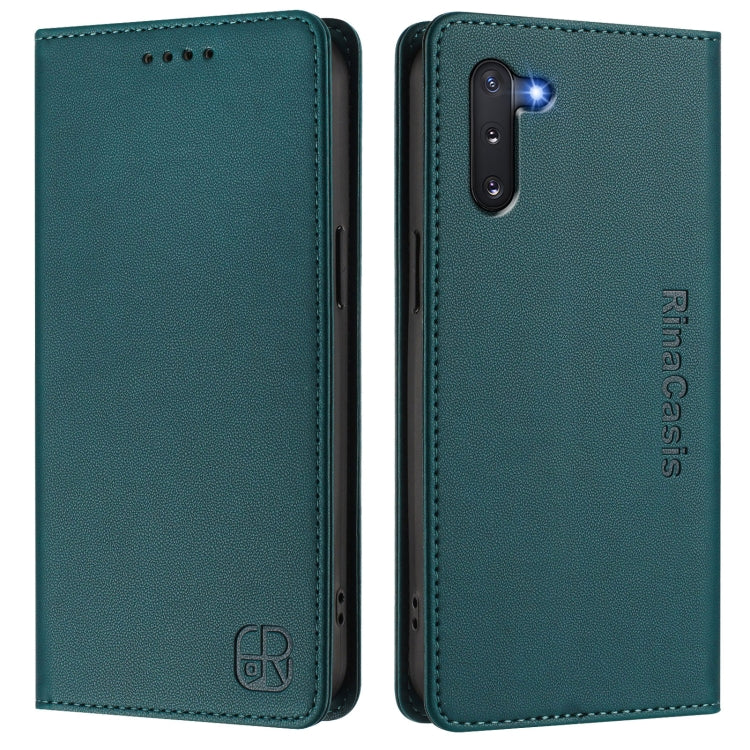 For Samsung Galaxy Note10 RC01 Dual-Folded Magnetic Suction RFID Leather Phone Case