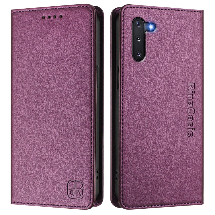 For Samsung Galaxy Note10 RC01 Dual-Folded Magnetic Suction RFID Leather Phone Case