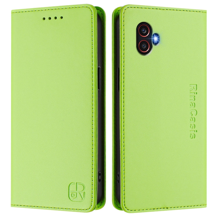 For Samsung Galaxy XCover 6 Pro RC01 Dual-Folded Magnetic Suction RFID Leather Phone Case
