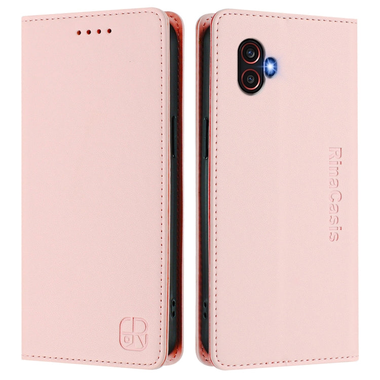 For Samsung Galaxy XCover 6 Pro RC01 Dual-Folded Magnetic Suction RFID Leather Phone Case