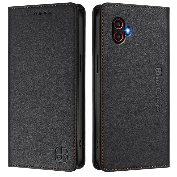 For Samsung Galaxy XCover 6 Pro RC01 Dual-Folded Magnetic Suction RFID Leather Phone Case
