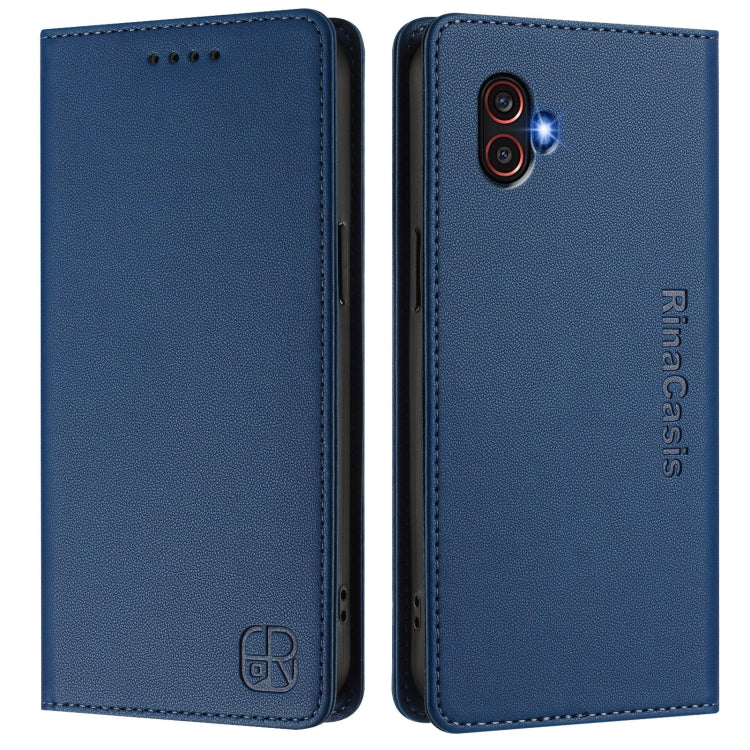 For Samsung Galaxy XCover 6 Pro RC01 Dual-Folded Magnetic Suction RFID Leather Phone Case