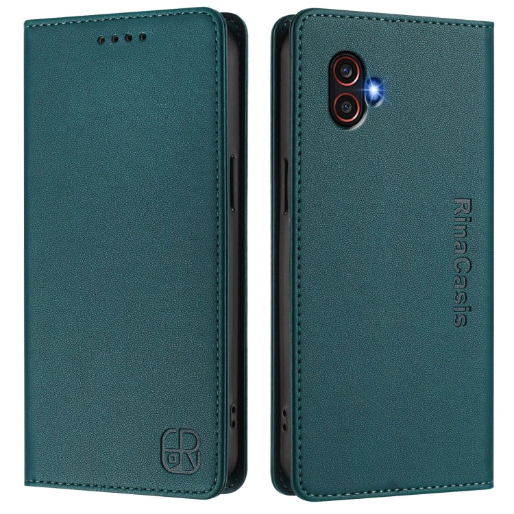 For Samsung Galaxy XCover 6 Pro RC01 Dual-Folded Magnetic Suction RFID Leather Phone Case