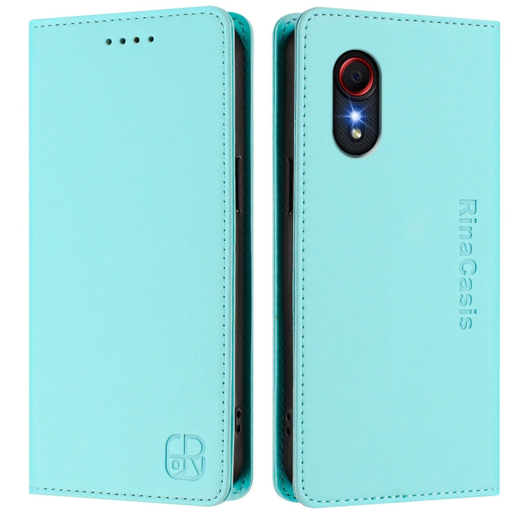 For Samsung Galaxy XCover 5 RC01 Dual-Folded Magnetic Suction RFID Leather Phone Case