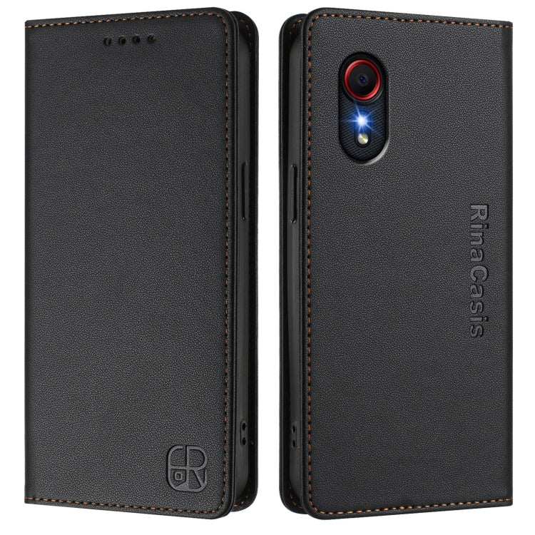 For Samsung Galaxy XCover 5 RC01 Dual-Folded Magnetic Suction RFID Leather Phone Case