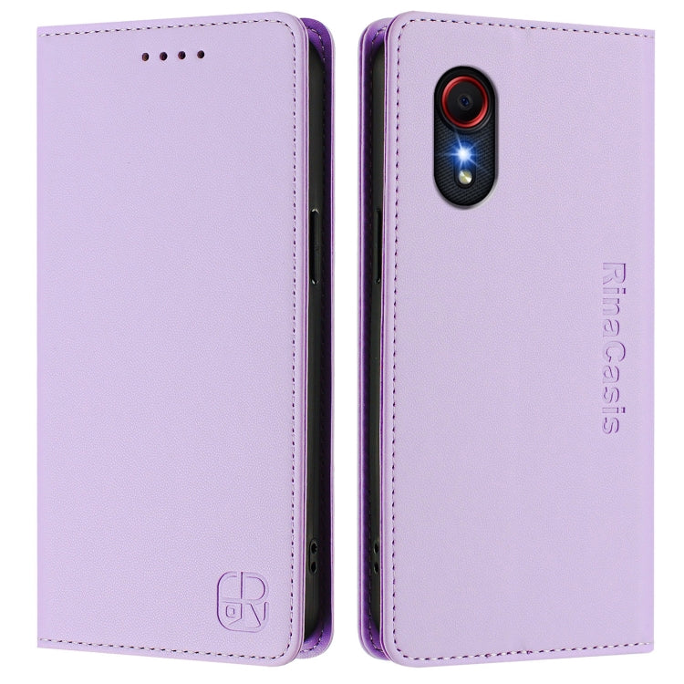 For Samsung Galaxy XCover 5 RC01 Dual-Folded Magnetic Suction RFID Leather Phone Case