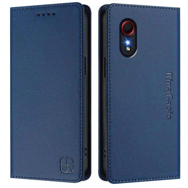 For Samsung Galaxy XCover 5 RC01 Dual-Folded Magnetic Suction RFID Leather Phone Case